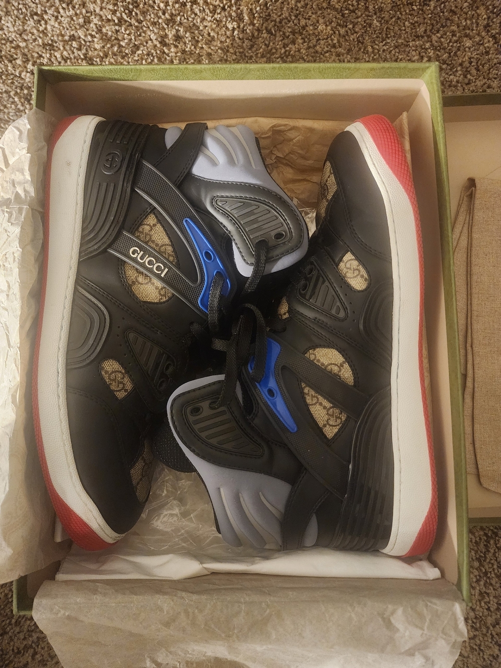 Gucci Men's Black Multi-Color High-Top Sneakers